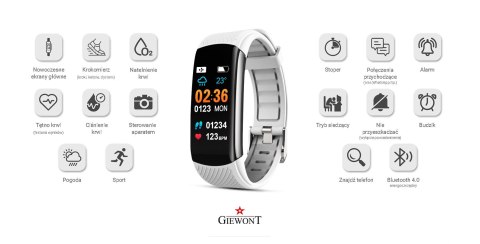 Smartband Giewont Fit&GO Duo GW200-2 - Black + Pasek Ice White Smartband Giewont Fit&GO Duo GW200-2 - Black + Pasek Ice White