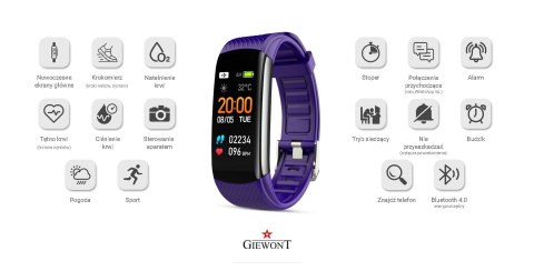 Smartband Giewont Fit&GO Duo GW200-3 - Black + Pasek Flora Violet Smartband Giewont Fit&GO Duo GW200-3 - Black + Pasek Flora Violet