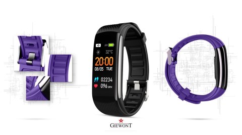 Smartband Giewont Fit&GO Duo GW200-3 - Black + Pasek Flora Violet Smartband Giewont Fit&GO Duo GW200-3 - Black + Pasek Flora Violet