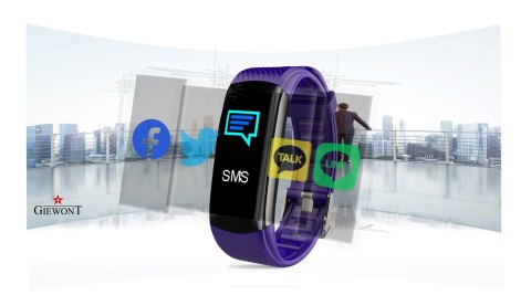 Smartband Giewont Fit&GO Duo GW200-3 - Black + Pasek Flora Violet Smartband Giewont Fit&GO Duo GW200-3 - Black + Pasek Flora Violet