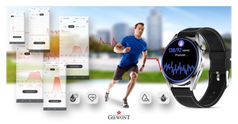 Smartwatch Giewont Vertex SmartCall GW450-5 Silver/Carbon Leather Smartwatch Giewont Vertex SmartCall GW450-5 Silver/Carbon Leather