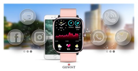 Smartwatch Giewont Dynamic SmartCall GW230-1 - Rose Gold/Powder Pink Smartwatch Giewont Dynamic SmartCall GW230-1 - Rose Gold/Powder Pink