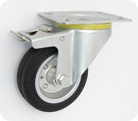 KOŁO METAL-GUMA 100MM OBUDOWA SKRĘTNA+HAMULEC 15H KOŁO METAL-GUMA 100MM OBUDOWA SKRĘTNA+HAMULEC 15H
