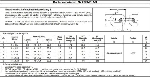 ŁAŃCUCH TECHNICZNY CZARNY 6MM G8 WLL 1.15T ŁAŃCUCH TECHNICZNY CZARNY 6MM G8 WLL 1.15T
