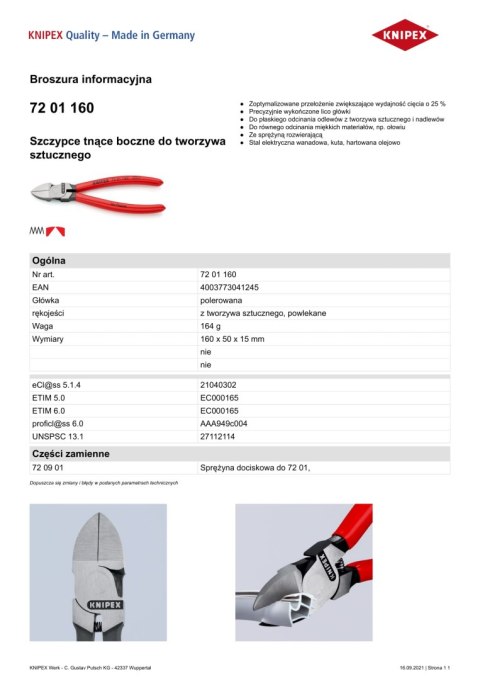 SZCZYPCE TNĄCE BOCZNE DO TWORZYWA SZTUCZNEGO 160MM SZCZYPCE TNĄCE BOCZNE DO TWORZYWA SZTUCZNEGO 160MM
