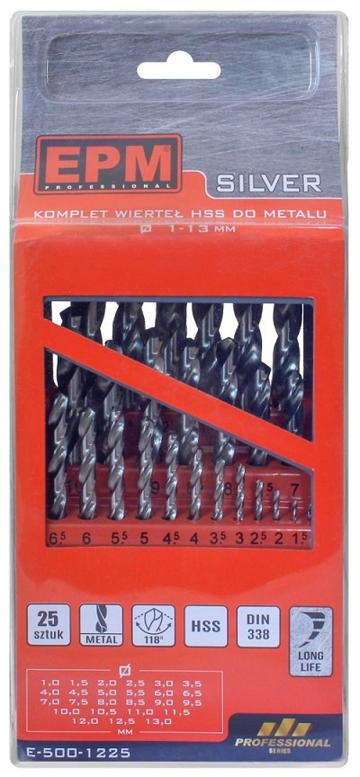 ZESTAW WIERTEŁ HSS DO METALU 1-13MM 25SZT. ZESTAW WIERTEŁ HSS DO METALU 1-13MM 25SZT.