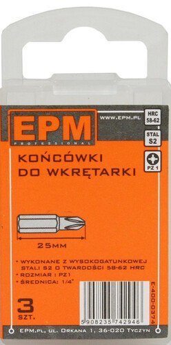 GROT, BIT, KOŃCÓWKA DO WKRĘTARKI 25MM 3SZT. PZ1 GROT, BIT, KOŃCÓWKA DO WKRĘTARKI 25MM 3SZT. PZ1