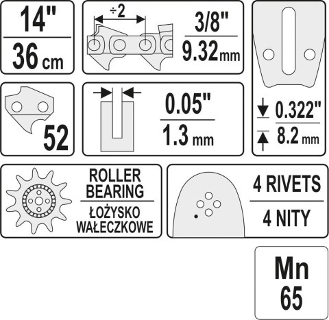 PROWADNICA ŁAŃCUCHA DO PILAREK 14'' 3/8''P PROWADNICA ŁAŃCUCHA DO PILAREK 14'' 3/8''P