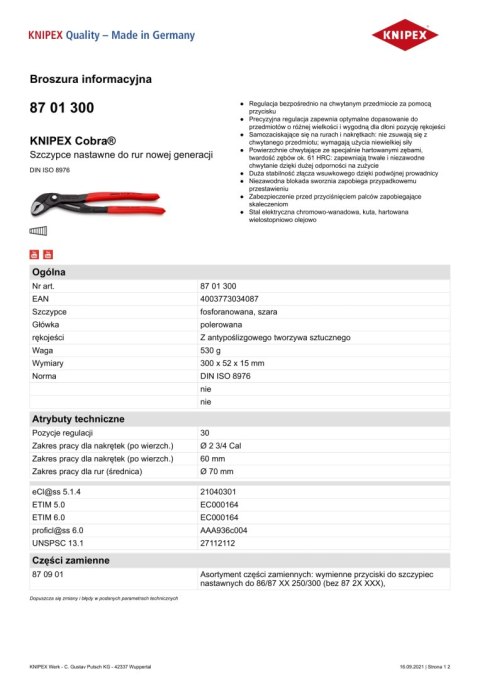 SZCZYPCE DO RUR COBRA 300MM SZCZYPCE DO RUR COBRA 300MM