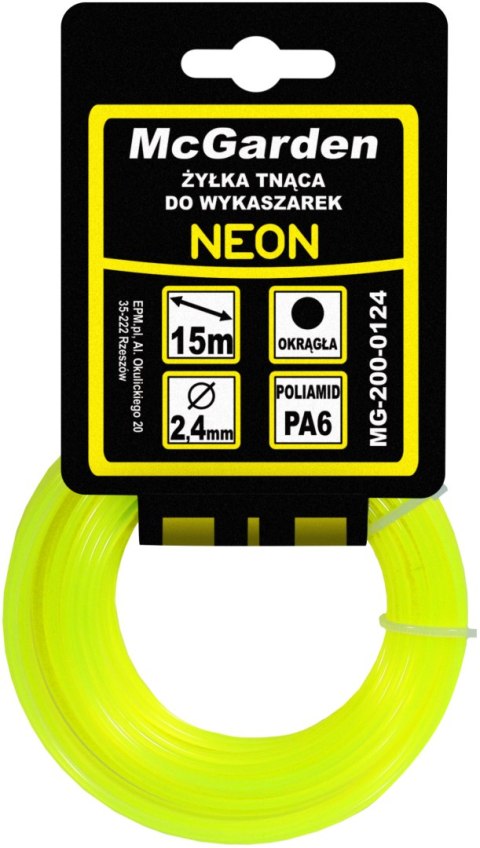 ŻYŁKA DO WYKASZARKI OKRĄGŁA NEON 2,0MM 15M ŻYŁKA DO WYKASZARKI OKRĄGŁA NEON 2,0MM 15M