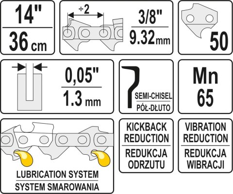 ŁAŃCUCH TNĄCY DO PILARKI 14'' 3/8' 1.3MM 50Z ŁAŃCUCH TNĄCY DO PILARKI 14'' 3/8' 1.3MM 50Z