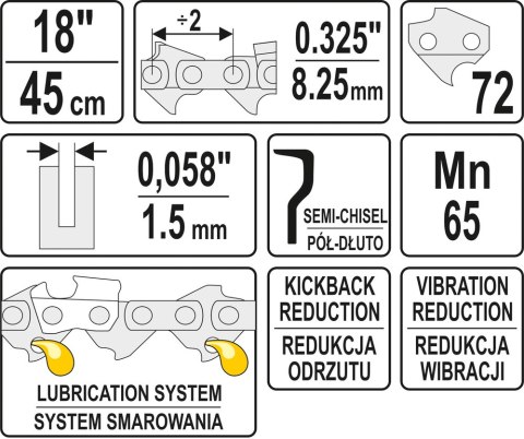 ŁAŃCUCH TNĄCY DO PILARKI 18'' .325 1.5MM 72Z ŁAŃCUCH TNĄCY DO PILARKI 18'' .325 1.5MM 72Z