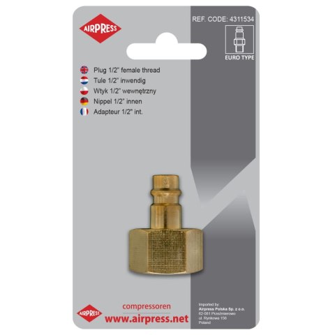 WTYK SZYBKOZŁĄCZKI Z GWINTEM WEWNĘTRZNYM 1/2'' WTYK SZYBKOZŁĄCZKI Z GWINTEM WEWNĘTRZNYM 1/2''