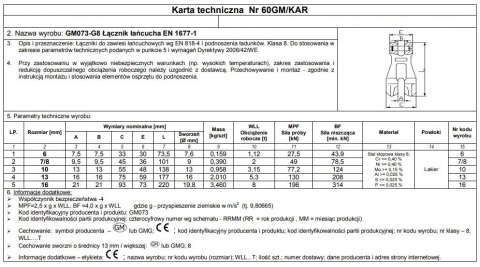 ŁĄCZNIK ŁAŃCUCHA GM073-G8 10 ŁĄCZNIK ŁAŃCUCHA GM073-G8 10
