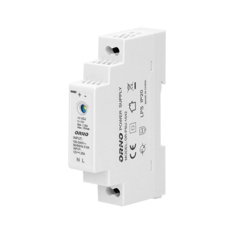 ZASILACZ NA SZYNĘ DIN 12VDC, 1,25A, 15W, SZEROKOŚĆ 1 MODUŁ ZASILACZ NA SZYNĘ DIN 12VDC, 1,25A, 15W, SZEROKOŚĆ 1 MODUŁ