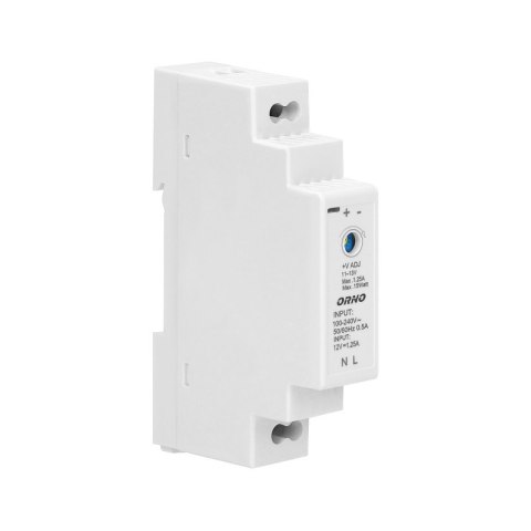 ZASILACZ NA SZYNĘ DIN 12VDC, 1,25A, 15W, SZEROKOŚĆ 1 MODUŁ ZASILACZ NA SZYNĘ DIN 12VDC, 1,25A, 15W, SZEROKOŚĆ 1 MODUŁ