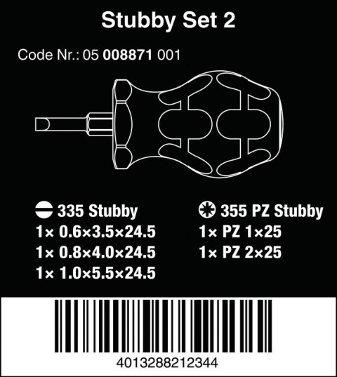 ZESTAW WKRĘTAKÓW STUBBY SET 2, 5 CZĘŚCI ZESTAW WKRĘTAKÓW STUBBY SET 2, 5 CZĘŚCI