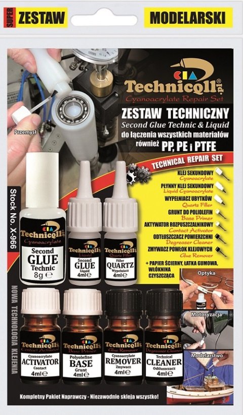 ZESTAW TECHNICZNY DO KLEJENIA PE, PP, PTFE 6*4ML+8G ZESTAW TECHNICZNY DO KLEJENIA PE, PP, PTFE 6*4ML+8G