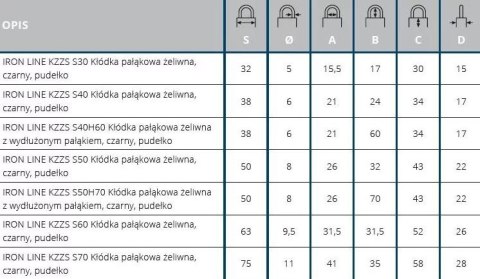 KŁÓDKA PAŁĄKOWA ŻELIWNA CZARNY IRON LINE KZZS S40H60 KŁÓDKA PAŁĄKOWA ŻELIWNA CZARNY IRON LINE KZZS S40H60