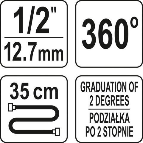 KĄTOMIERZ Z UCHWYTEM MAGNETYCZNYM DO KLUCZA DYNAMOM. 1/2'' KĄTOMIERZ Z UCHWYTEM MAGNETYCZNYM DO KLUCZA DYNAMOM. 1/2''