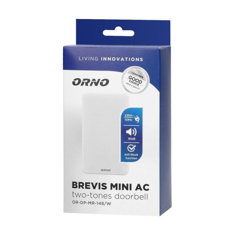 DZWONEK ELEKTROMECHANICZNY DWUTONOWY 230V BIAŁY BREVIS MINI DZWONEK ELEKTROMECHANICZNY DWUTONOWY 230V BIAŁY BREVIS MINI