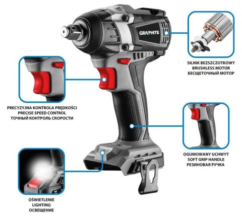 KLUCZ UDAROWY AKUMULATOROWY ENERGY 18V LI-LON BEZ AKUM 300NM KLUCZ UDAROWY AKUMULATOROWY ENERGY 18V LI-LON BEZ AKUM 300NM