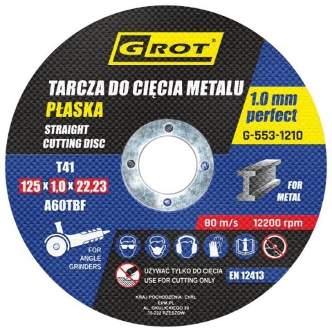 TARCZA PŁASKA T1A 125*1.0*22 KOMPLET 10 SZTUK TARCZA PŁASKA T1A 125*1.0*22 KOMPLET 10 SZTUK
