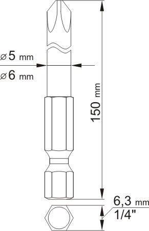 BIT, GROT, KOŃCÓWKA 2SZT DŁUGIE KRZYŻ. PH1*150 PH2*150 BIT, GROT, KOŃCÓWKA 2SZT DŁUGIE KRZYŻ. PH1*150 PH2*150