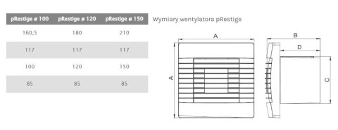 WENTYLATOR ŁAZIENKOWY PRESTIGE 120 ZG PS ŻALUZJA,WYŁ.KABLOWY WENTYLATOR ŁAZIENKOWY PRESTIGE 120 ZG PS ŻALUZJA,WYŁ.KABLOWY