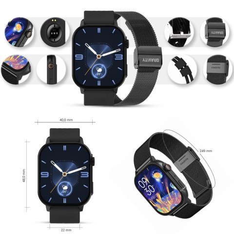 Smartwatch Gravity GT15-1 Czarny Pasek Silikonowy + Czarna Bransoleta Smartwatch Gravity GT15-1 Czarny Pasek Silikonowy + Czarna Bransoleta