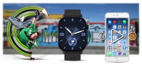 Smartwatch Gravity GT15-1 Czarny Pasek Silikonowy + Czarna Bransoleta Smartwatch Gravity GT15-1 Czarny Pasek Silikonowy + Czarna Bransoleta