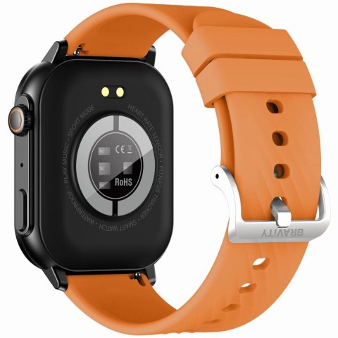 Smartwatch Gravity GT15-2 Pomarańczowy Pasek Silikonowy + Czarna Bransoleta Smartwatch Gravity GT15-2 Pomarańczowy Pasek Silikonowy + Czarna Bransoleta