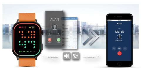 Smartwatch Gravity GT15-2 Pomarańczowy Pasek Silikonowy + Czarna Bransoleta Smartwatch Gravity GT15-2 Pomarańczowy Pasek Silikonowy + Czarna Bransoleta
