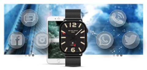 Smartwatch Gravity GT15-2 Pomarańczowy Pasek Silikonowy + Czarna Bransoleta Smartwatch Gravity GT15-2 Pomarańczowy Pasek Silikonowy + Czarna Bransoleta