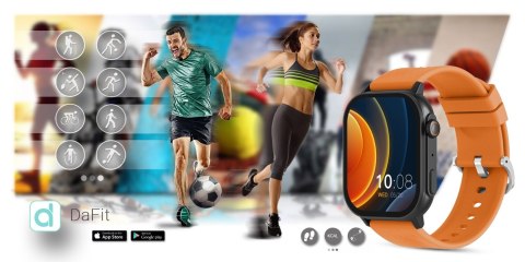 Smartwatch Gravity GT15-2 Pomarańczowy Pasek Silikonowy + Czarna Bransoleta Smartwatch Gravity GT15-2 Pomarańczowy Pasek Silikonowy + Czarna Bransoleta