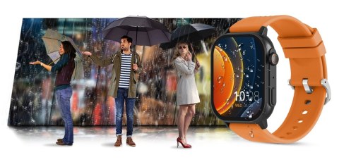 Smartwatch Gravity GT15-2 Pomarańczowy Pasek Silikonowy + Czarna Bransoleta Smartwatch Gravity GT15-2 Pomarańczowy Pasek Silikonowy + Czarna Bransoleta