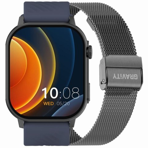 Smartwatch Gravity GT15-4 Niebieski Pasek Silikonowy + Tytanowa Bransoleta Smartwatch Gravity GT15-4 Niebieski Pasek Silikonowy + Tytanowa Bransoleta