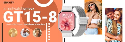 Smartwatch Gravity GT15-8 Szary Pasek Silikonowy + Srebrna Bransoleta Smartwatch Gravity GT15-8 Szary Pasek Silikonowy + Srebrna Bransoleta