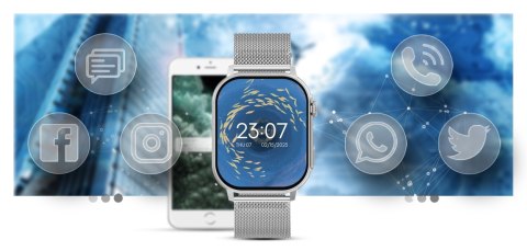 Smartwatch Gravity GT15-8 Szary Pasek Silikonowy + Srebrna Bransoleta Smartwatch Gravity GT15-8 Szary Pasek Silikonowy + Srebrna Bransoleta
