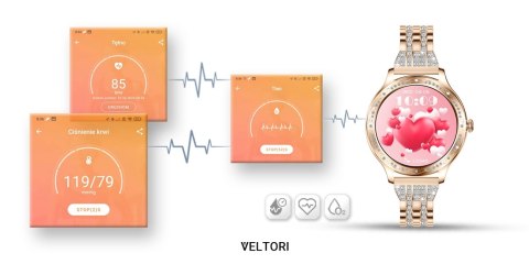 Smartwatch Damski Veltori VT350-1 Bransoleta Różowe Złoto Smartwatch Damski Veltori VT350-1 Bransoleta Różowe Złoto