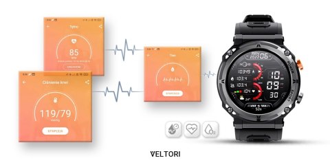 Smartwatch Veltori VT130-1 Czarny Pasek Silikonowy Smartwatch Veltori VT130-1 Czarny Pasek Silikonowy