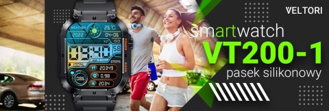 Smartwatch Veltori VT200-1 Czarny Pasek Silikonowy Smartwatch Veltori VT200-1 Czarny Pasek Silikonowy