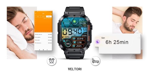 Smartwatch Veltori VT200-1 Czarny Pasek Silikonowy Smartwatch Veltori VT200-1 Czarny Pasek Silikonowy