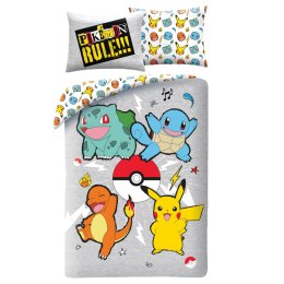 Pościel mikrofibra 140x200+1p70x90 Pokemon szary Halantex
