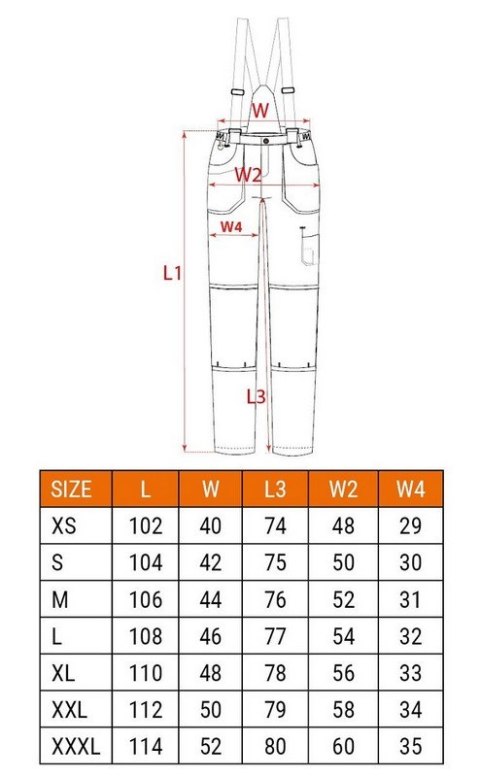 SPODNIE ROBOCZE NA SZELKACH 6W1, ROZMIAR XL SPODNIE ROBOCZE NA SZELKACH 6W1, ROZMIAR XL