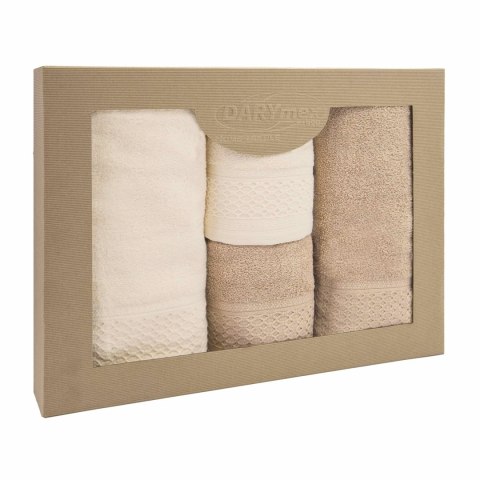 Ręcznik D Bawełna 100% Solano Ecru + Cappuccino (P) 2x50x90+2x70x140 kpl. Darymex Ręcznik D Bawełna 100% Solano Ecru + Cappuccino (P) 2x50x90+2x70x140 kpl. Darymex