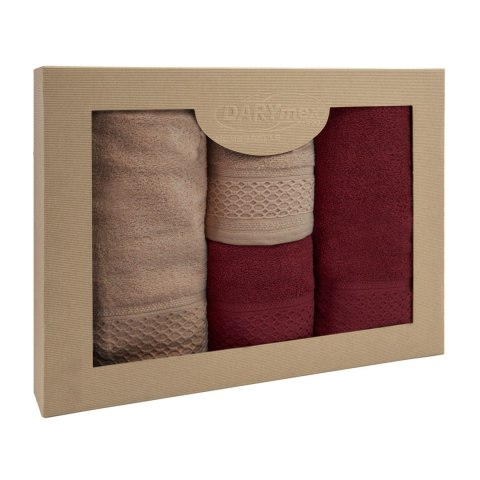 Ręcznik D Bawełna 100% Solano Beż + Bordo (P) 2x50x90+2x70x140 kpl. Darymex Ręcznik D Bawełna 100% Solano Beż + Bordo (P) 2x50x90+2x70x140 kpl. Darymex