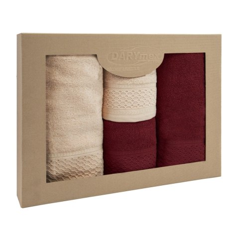 Ręcznik D Bawełna 100% Solano Cappuccino + Bordo (P) 2x50x90+2x70x140 kpl. Darymex Ręcznik D Bawełna 100% Solano Cappuccino + Bordo (P) 2x50x90+2x70x140 kpl. Darymex