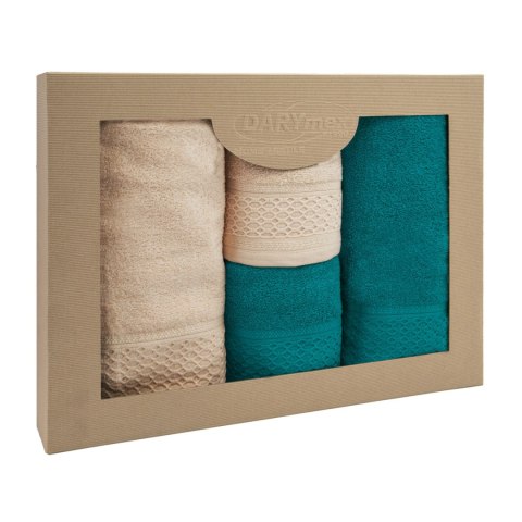 Ręcznik D Bawełna 100% Solano Cappuccino + Ciemny Turkus (P) 2x50x90+2x70x140 kpl. Darymex Ręcznik D Bawełna 100% Solano Cappuccino + Ciemny Turkus (P) 2x50x90+2x70x140 kpl. Darymex