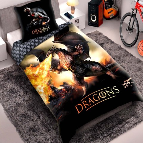 Pościel bawełna 160x200+1p70x80 Dragon smok Faro Pościel bawełna 160x200+1p70x80 Dragon smok Faro